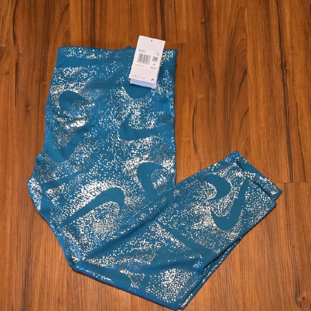 Nike Dri-fit Teal and Silver Sparkle Leggings